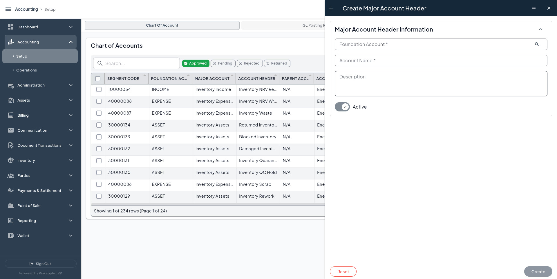 Create Account Header form